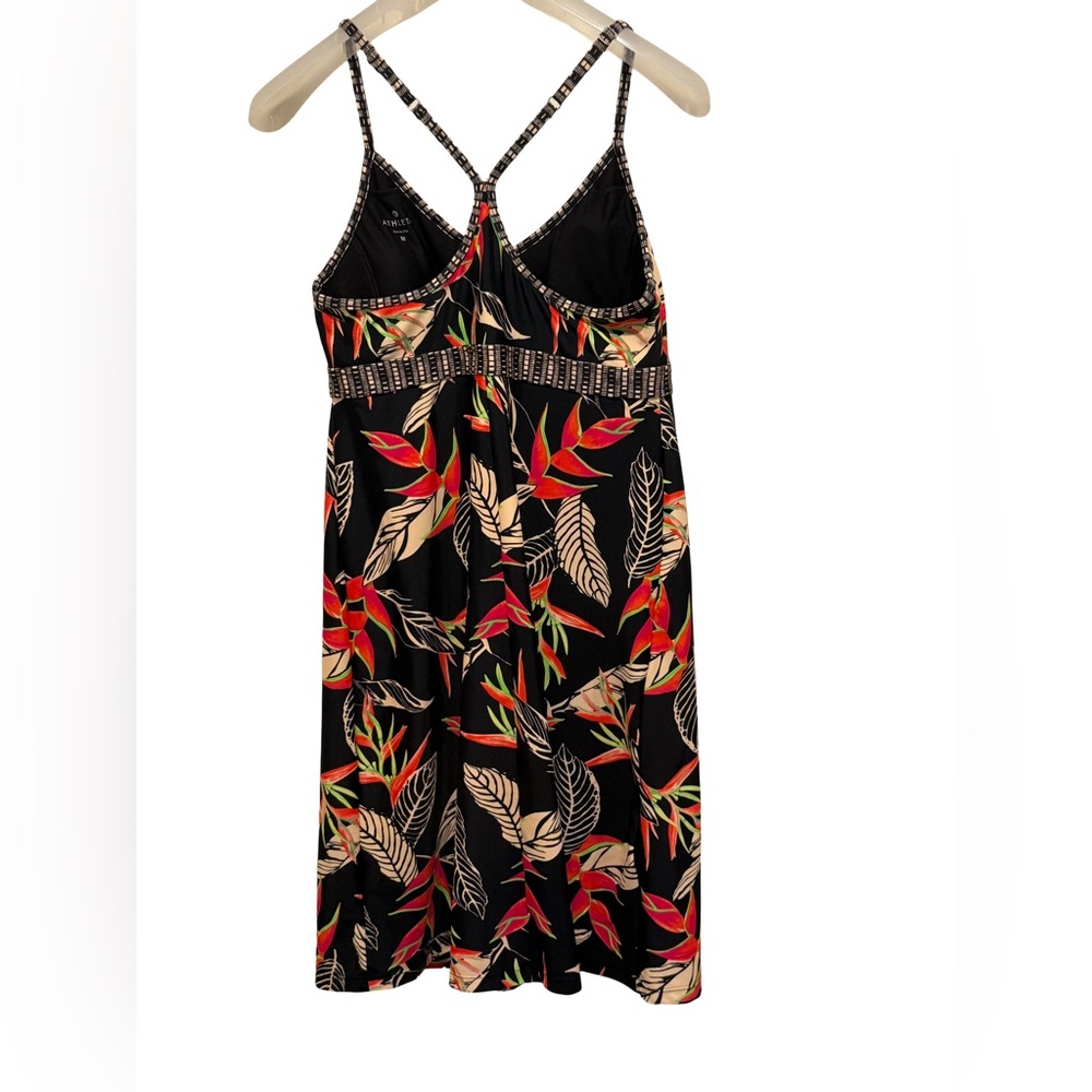 Athleta PreOwned Size M Black Red & Cream Floral Print Sport Mini Dress (0803) - Picture 3 of 10